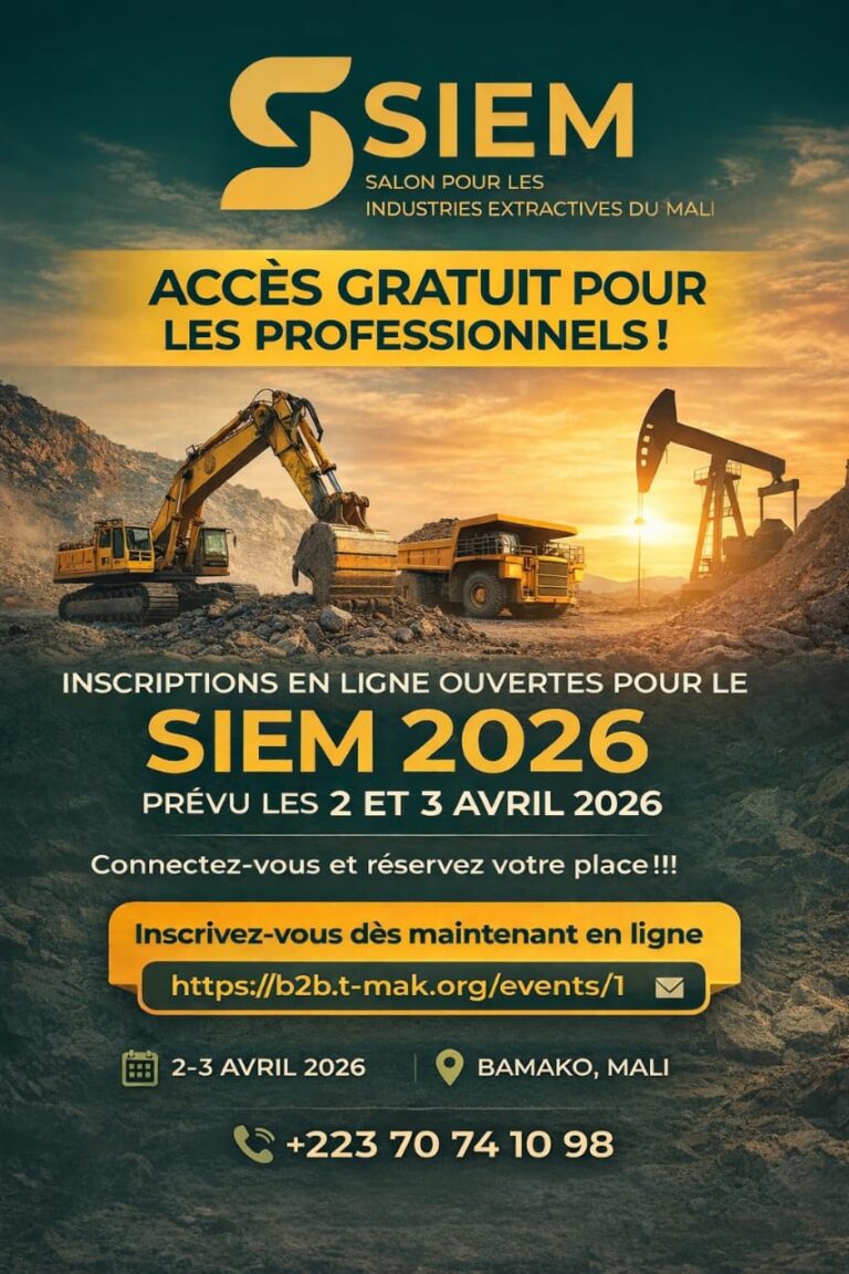 Le Salon pour les Industries Extractives du Mali (SIEM) du 02 au 03 avril 2026 à Bamako
